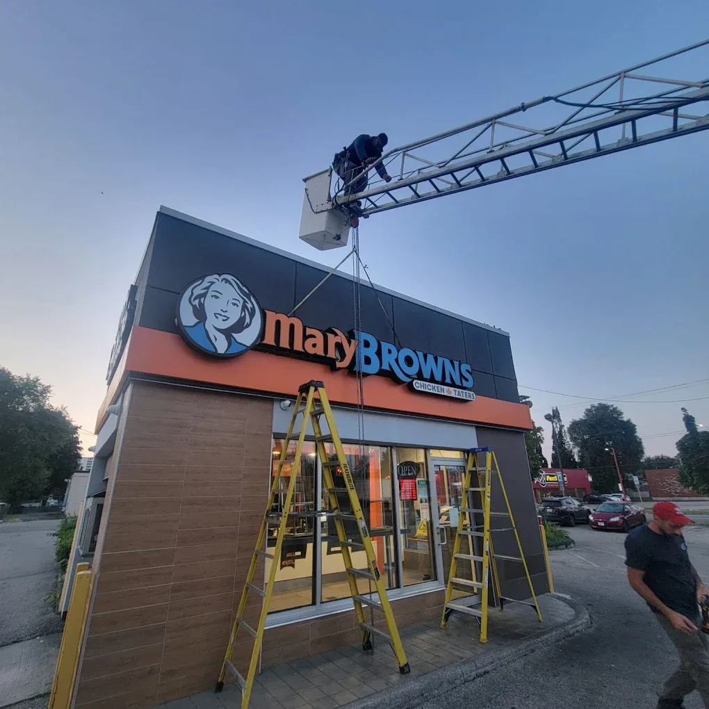 Installed channel letter sign
